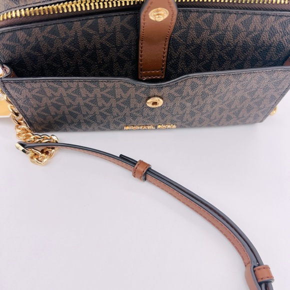 Michael Kors Signature Mid Size Double Zip Top Handle & Crossbody Chain Bag NWT - Picture 9 of 15